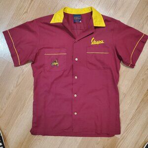 Vintage Vespa Scooter Bowling Style Shirt, Medium
